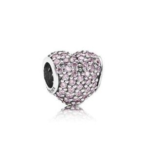 Authentic Pandora Pave Heart Charm Pink